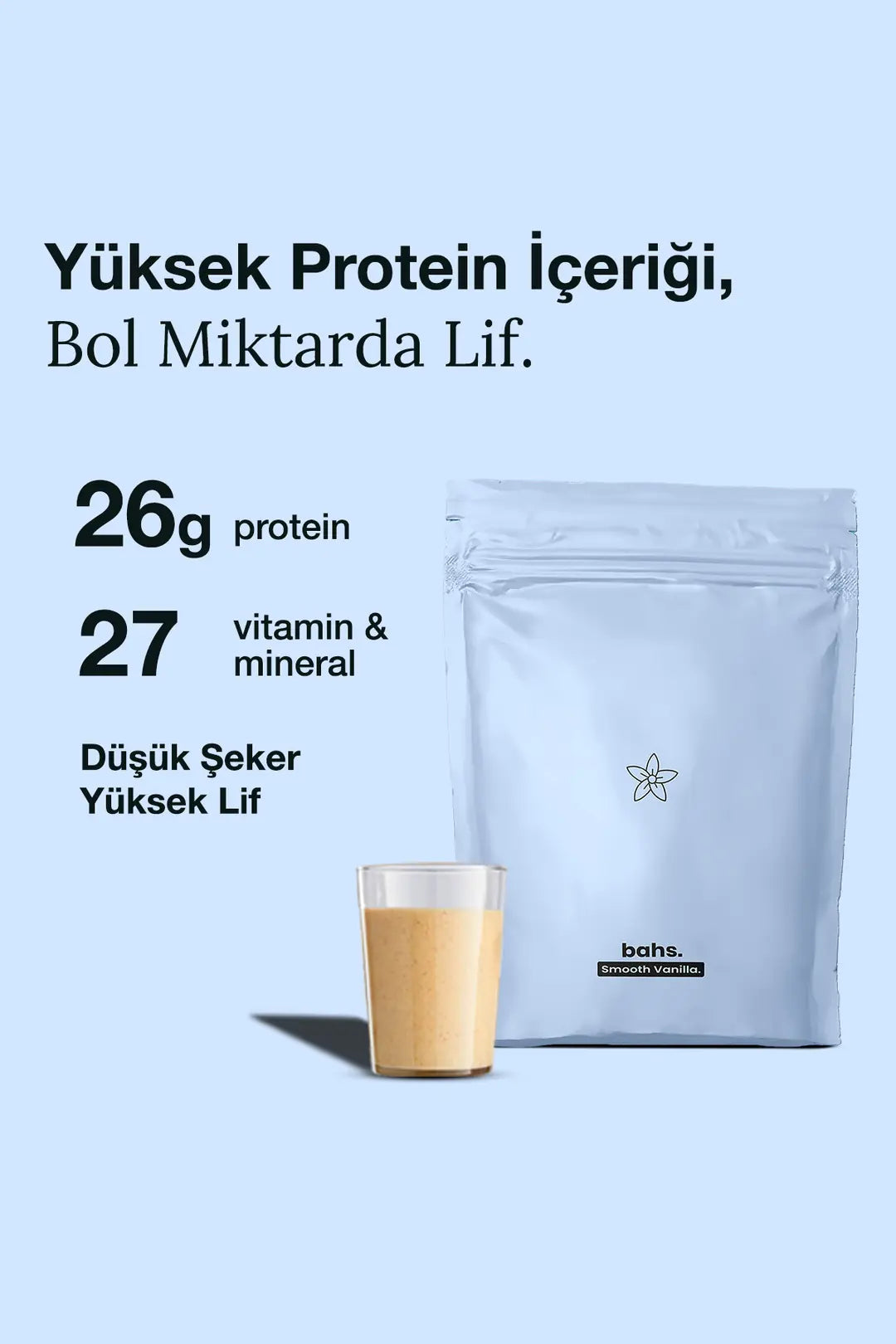 Bahs Proteinli Öğün Tozu - Smooth Vanilla 600gr - 10 Servis