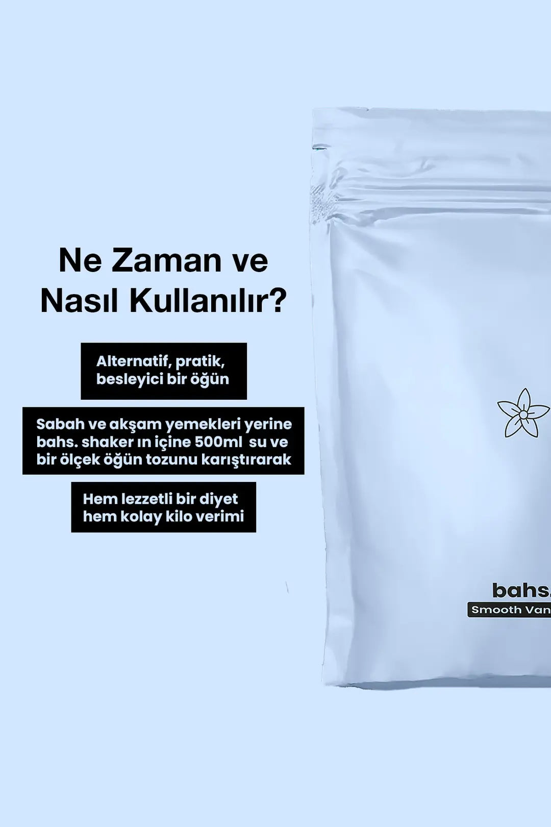 Bahs Proteinli Öğün Tozu - Smooth Vanilla 600gr - 10 Servis