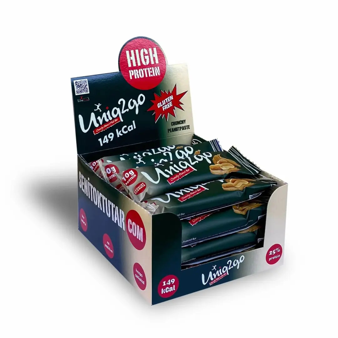 Uniq2go Crunchy Midi - Fıstık Ezmeli Proteinli Bar 40 gr 16'lı Kutu