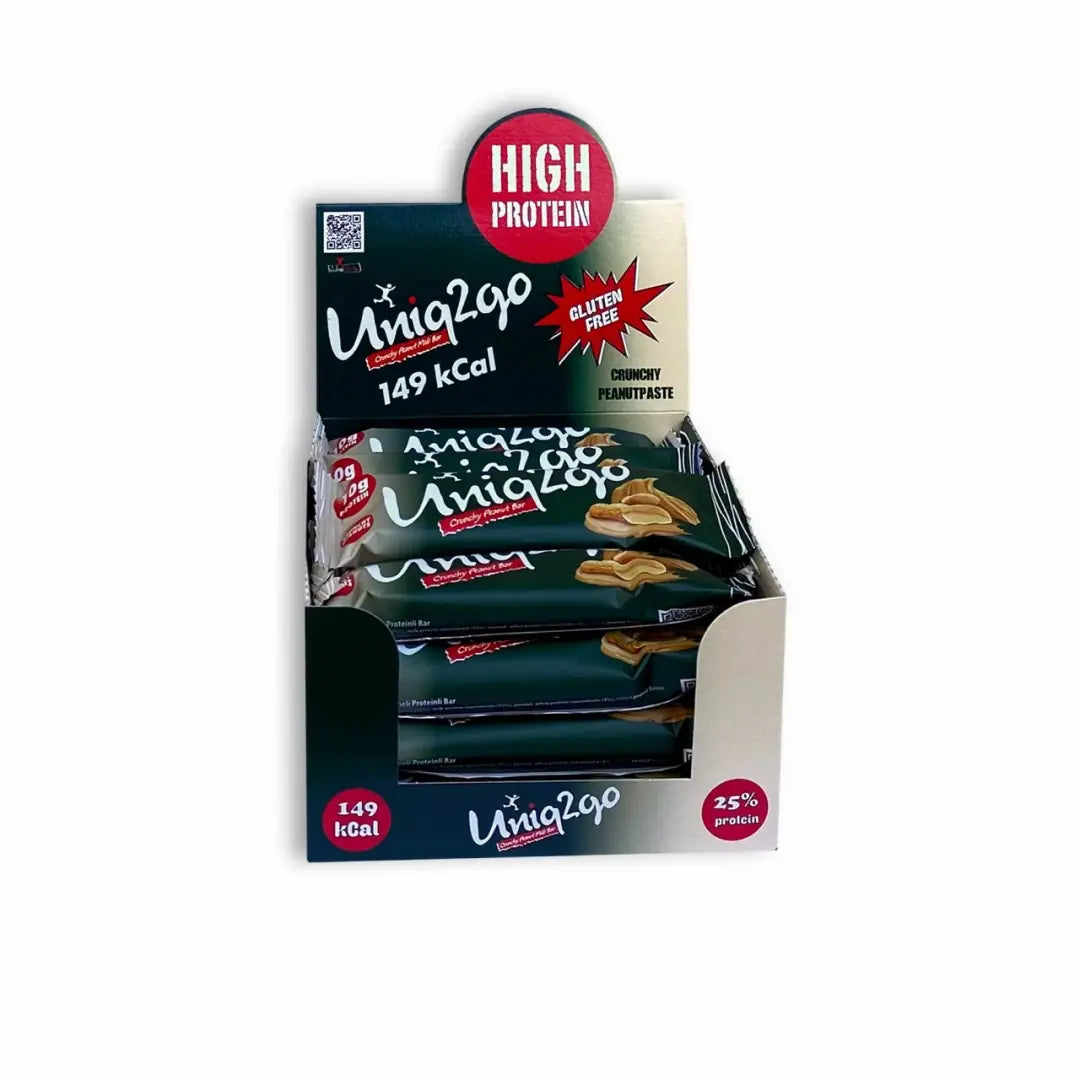 Uniq2go Crunchy Midi - Fıstık Ezmeli Proteinli Bar 40 gr 16'lı Kutu
