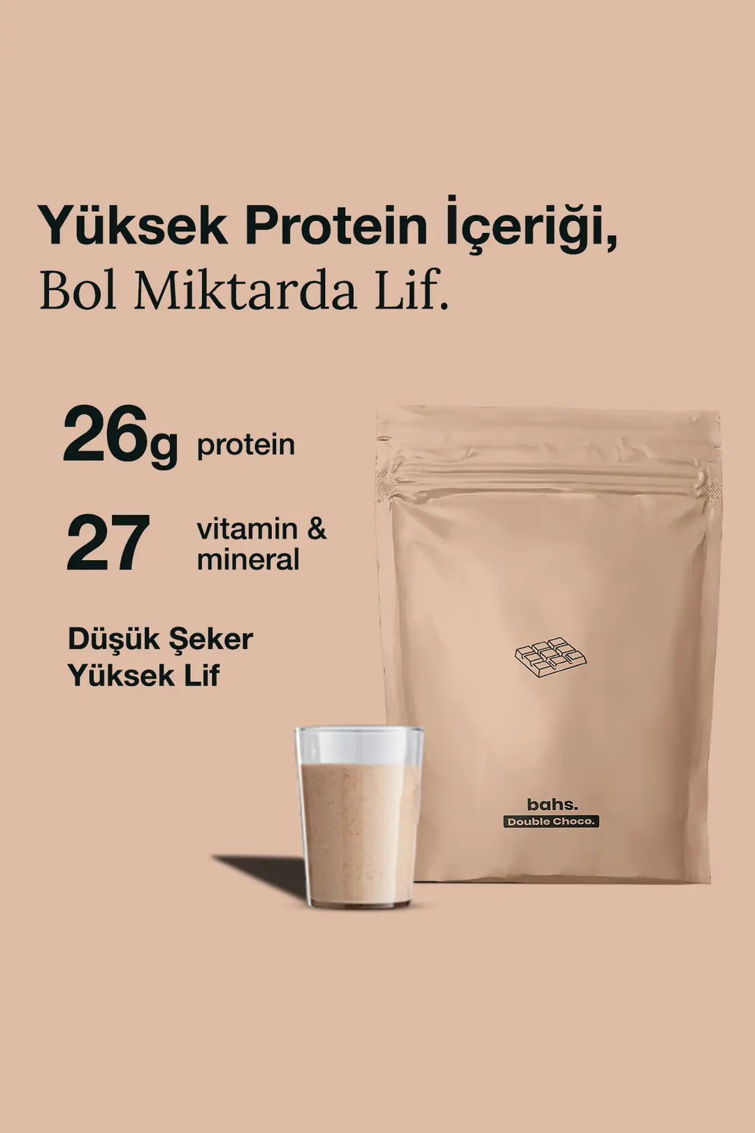 Bahs Proteinli Öğün Tozu - Double Choco 600gr - 10 Servis