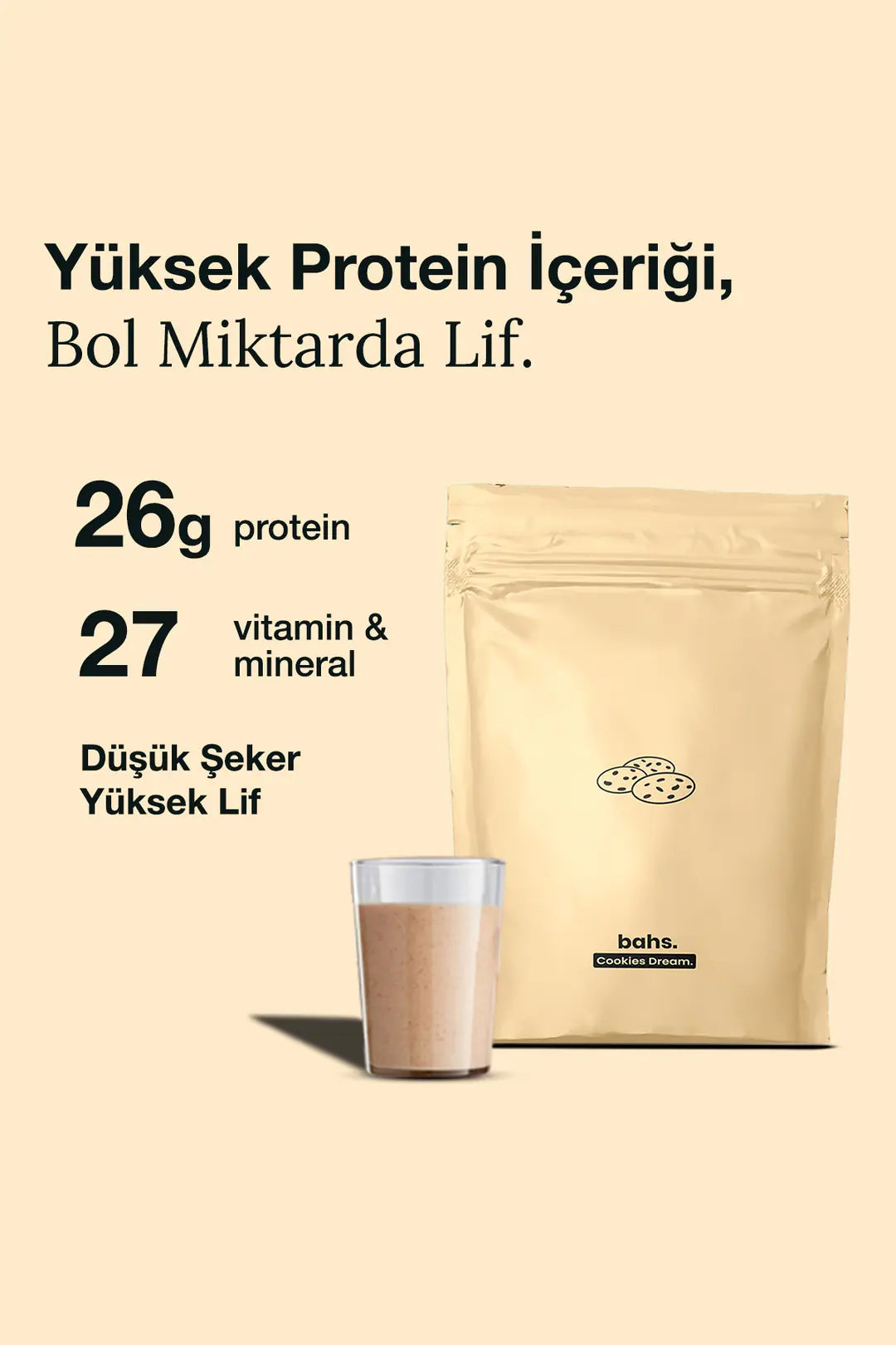 Bahs Proteinli Öğün Tozu - Cookies Dream 600gr - 10 Servis