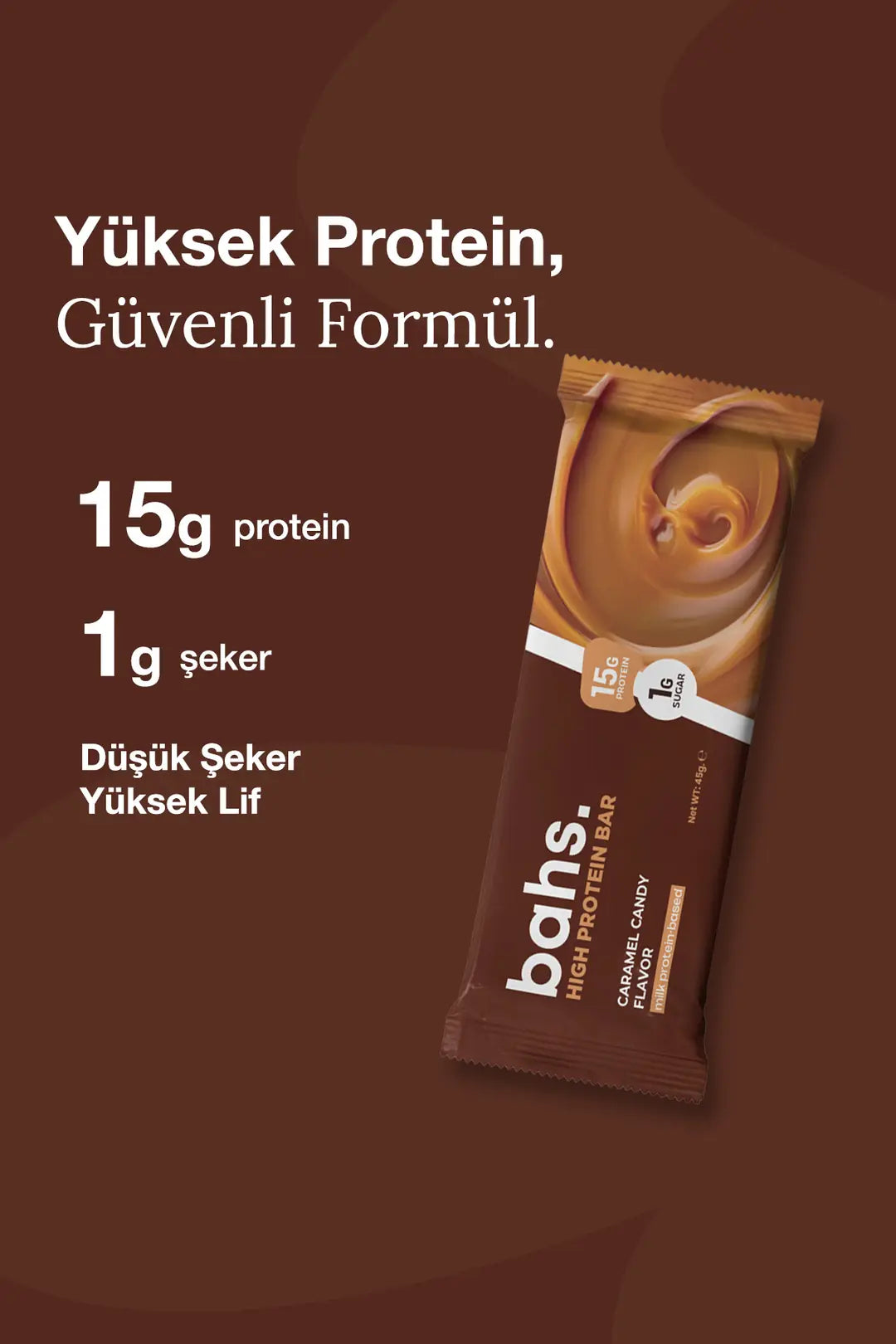 Bahs Caramel Candy - Whey Protein Bar 12 adet x 45 gr