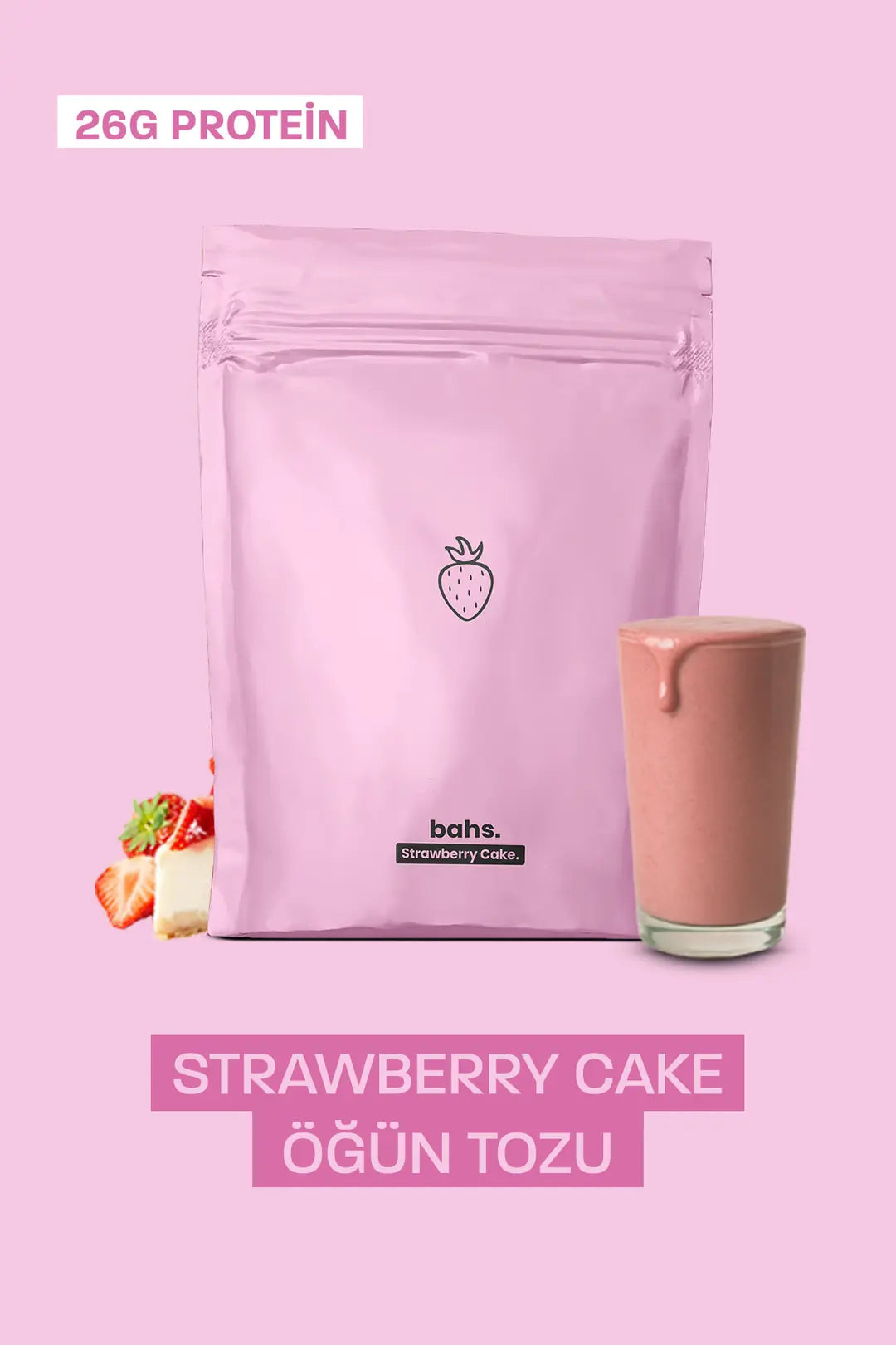 Bahs Proteinli Öğün Tozu - Strawberry Cake 600gr - 10 Servis