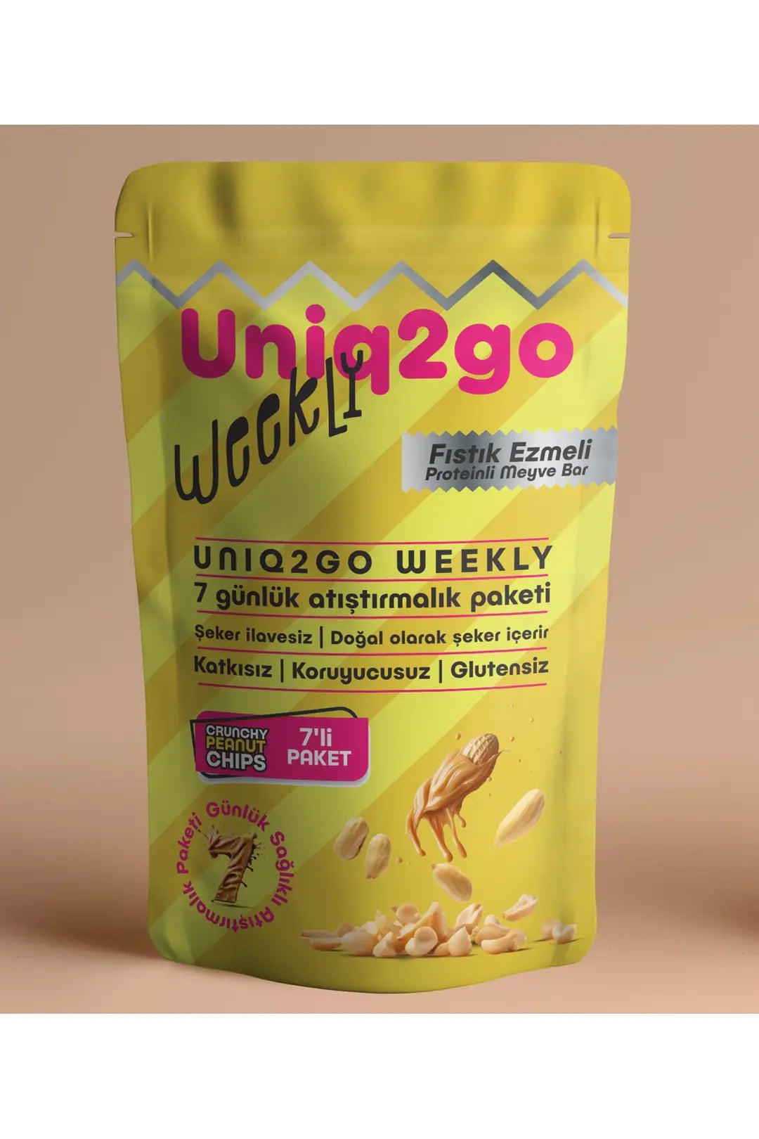 Uniq2go Weekly Fıstık Ezmeli Proteinli Meyve Bar - 7 Adet 50 gr