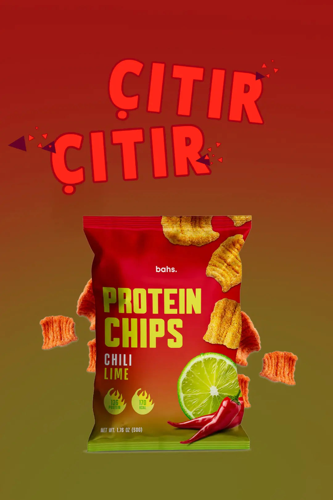 Bahs Protein Chips - Chili Lime - x4 Adet