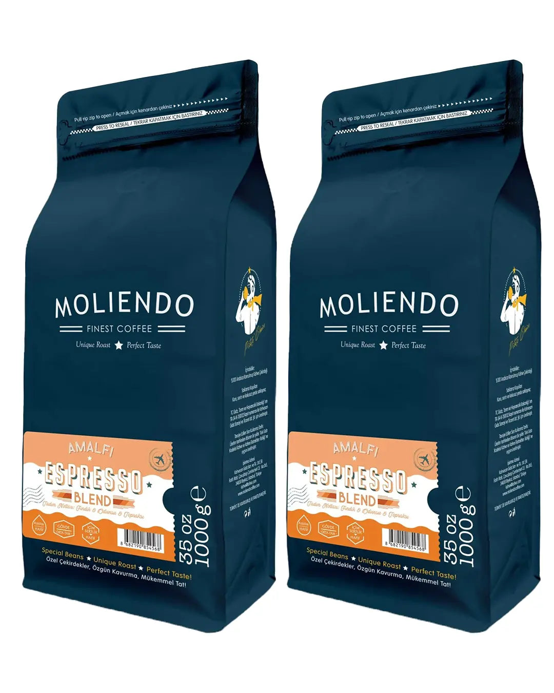 Moliendo Finest Coffee Amalfi Espresso Blend Kahve Avantaj Paketi (Çekirdek Kahve) 2x1000 G - 2 kg