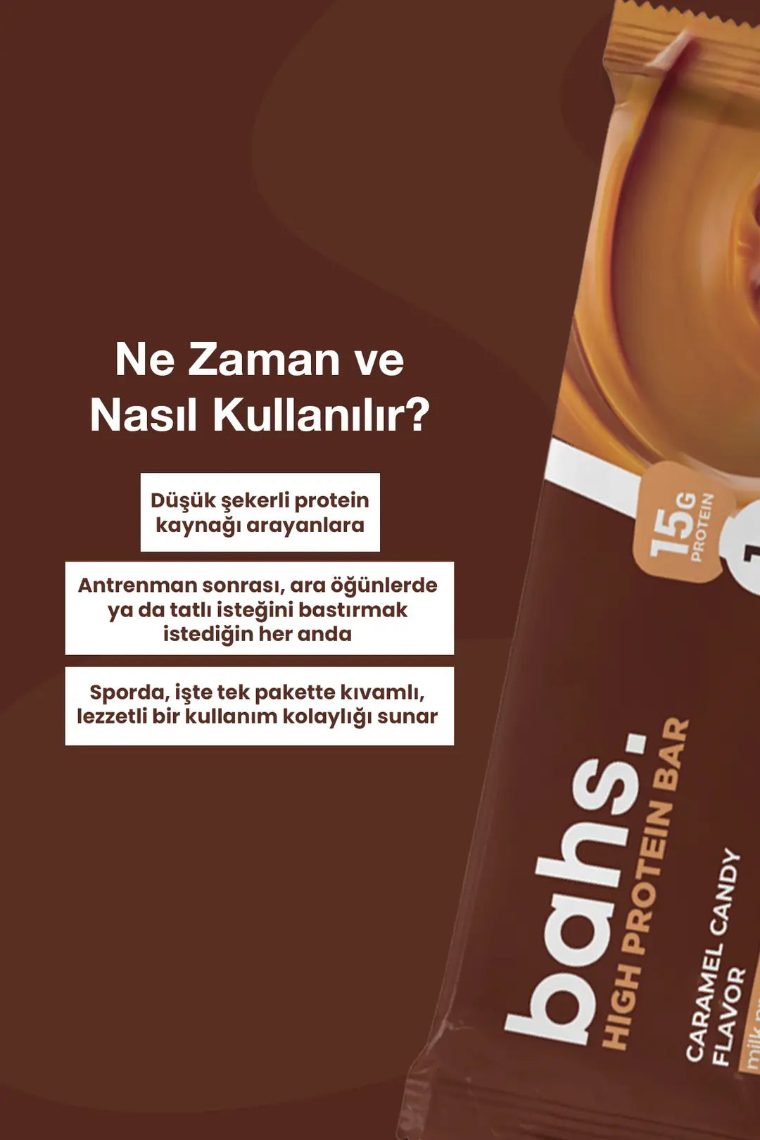 Bahs Caramel Candy - Whey Protein Bar 12 adet x 45 gr